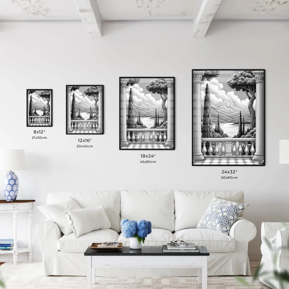 A French Chateau winery - Art print of a bla - Kitchen Hangings