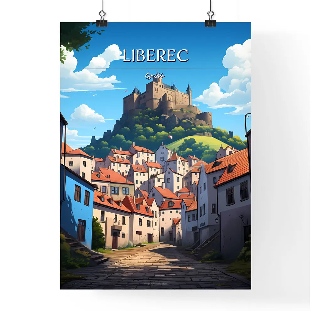 Liberec, Czechia - Art print of a castle on a hill Poster