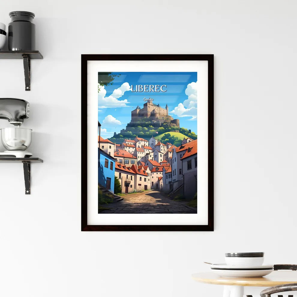 Liberec, Czechia - Art print of a castle on a hill Custom Print
