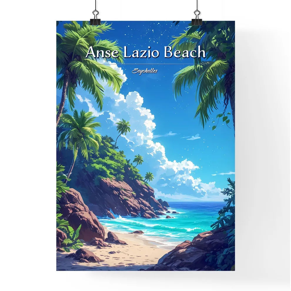 Anse Lazio Beach - Art print of a beach with Poster
