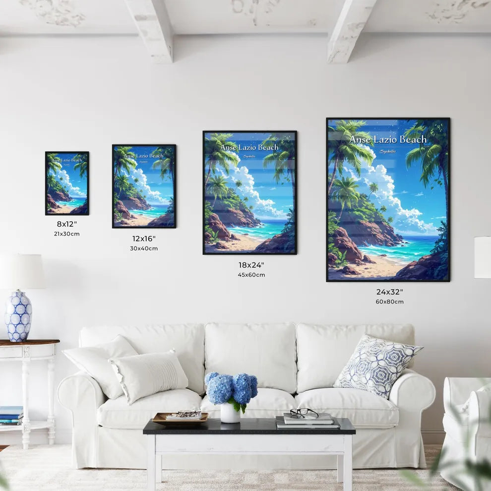 Anse Lazio Beach - Art print of a beach with - Kitchen Hangings