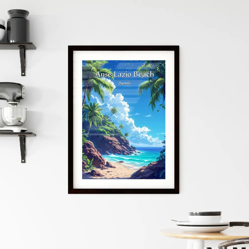 Anse Lazio Beach - Art print of a beach with Framed Print