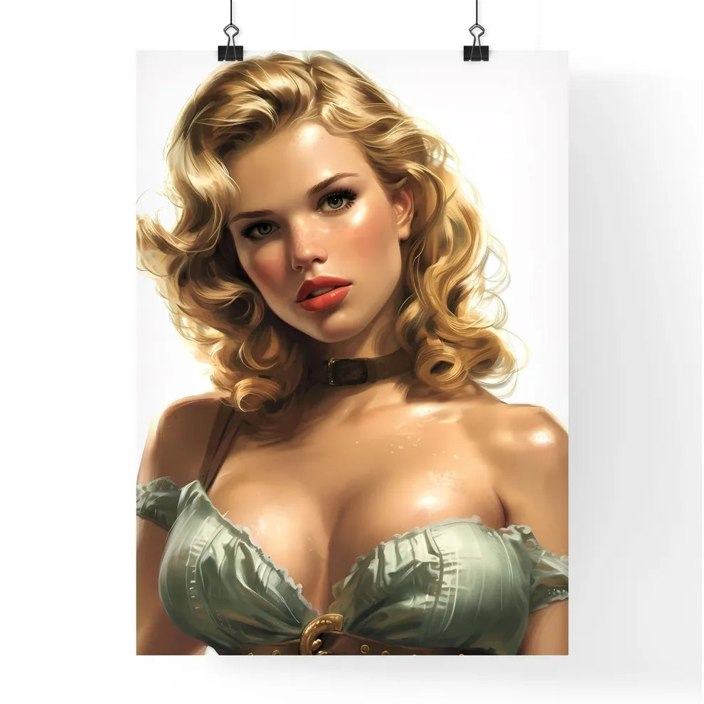 The vintage pin up girl isolated on white Poster