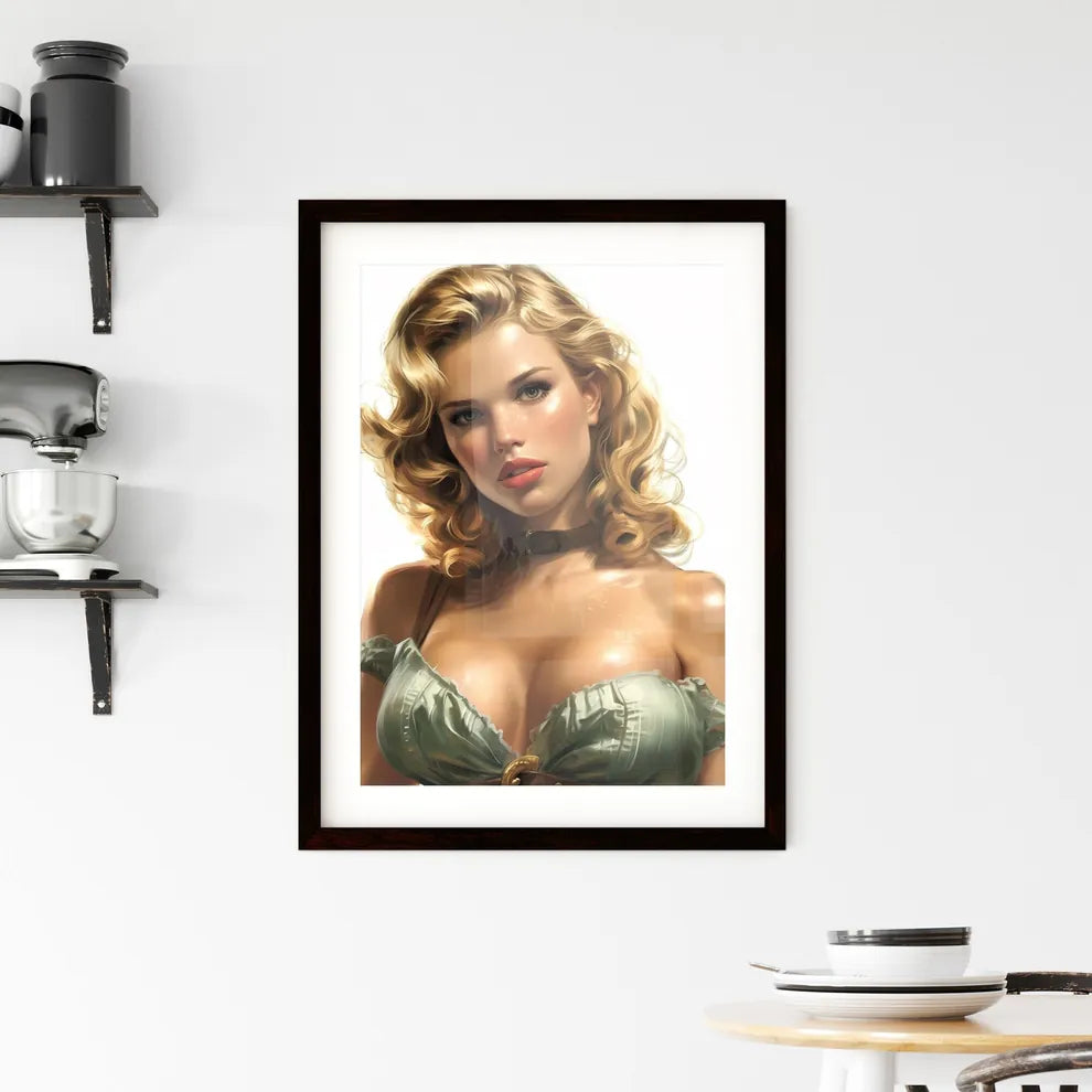 The vintage pin up girl isolated on white Framed Print