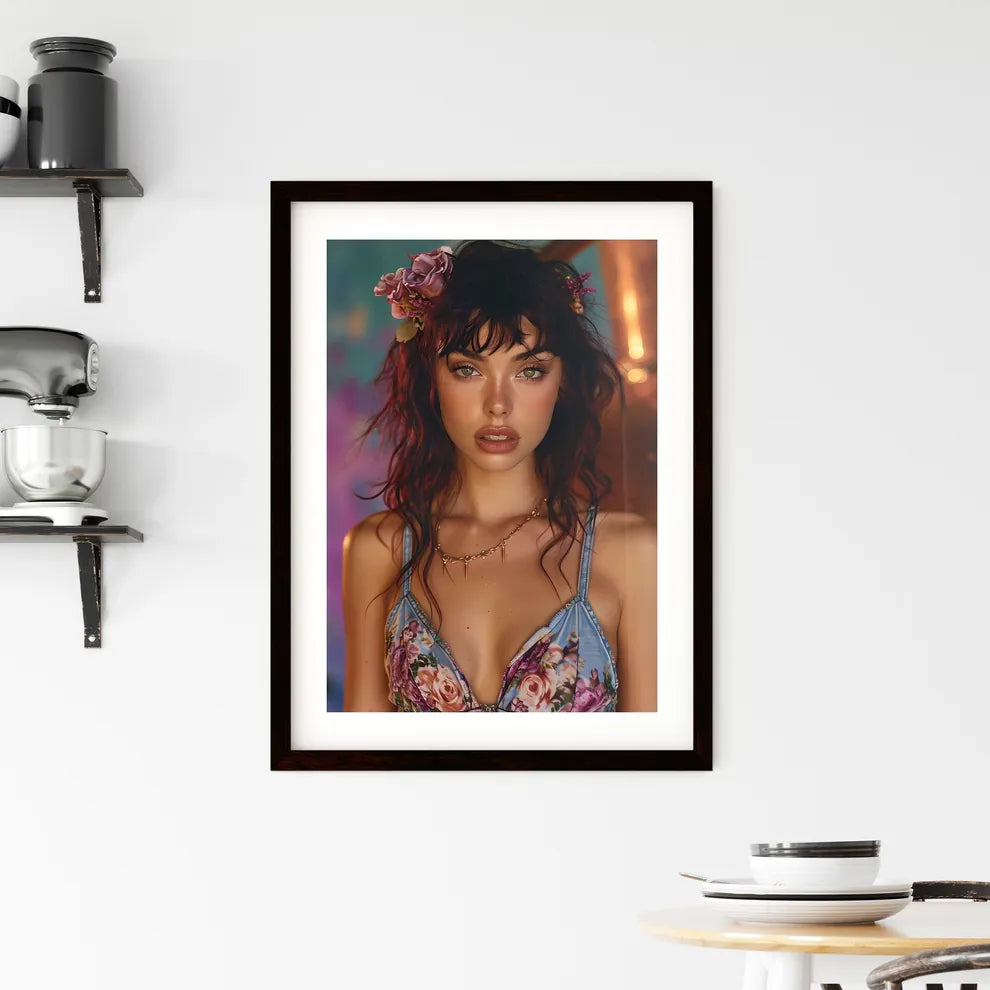 50's pin up girl sitting on top of a copper  Framed Print