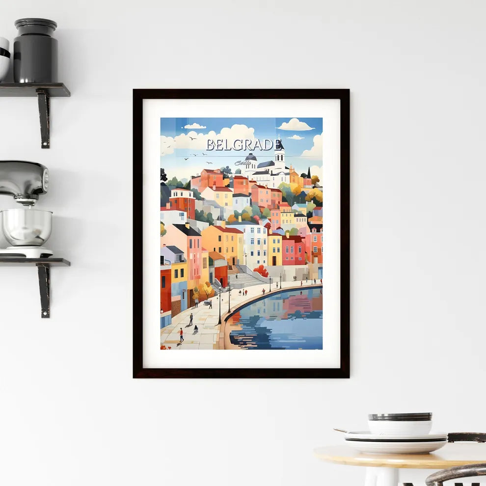 Belgrade, Serbia - Art print of a painting of a town by a body of water Custom Print