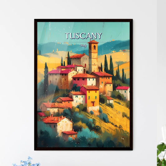 Tuscany, Italy - Art print of a painting of a village Framed Art
