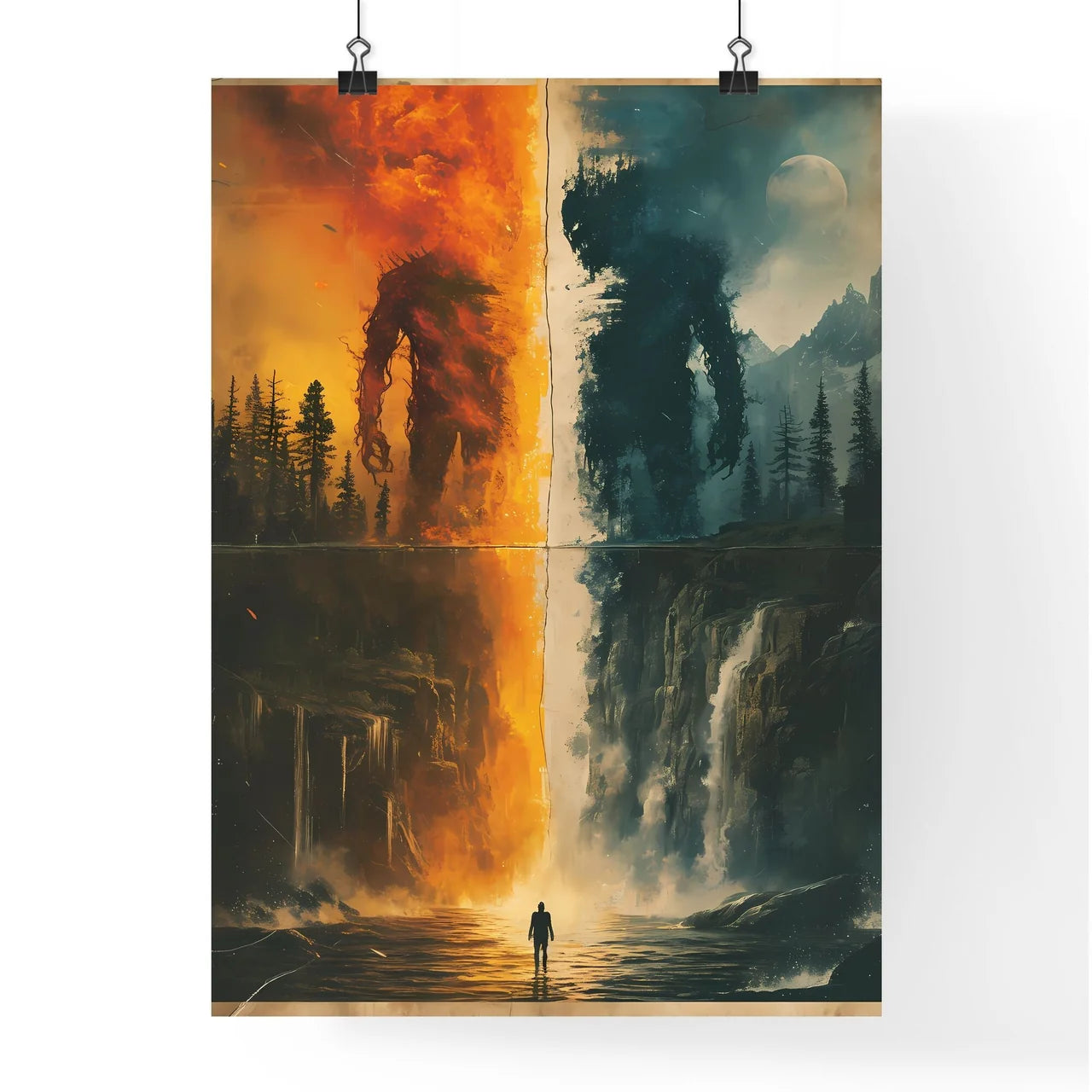 Half man half creature - Art print of a coll Poster