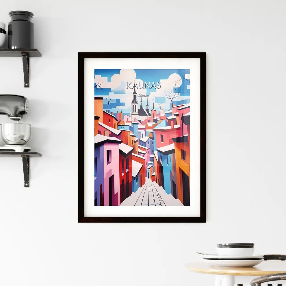 Kaunas, Lithuania - Art print of a painting of a colorful city Custom Print