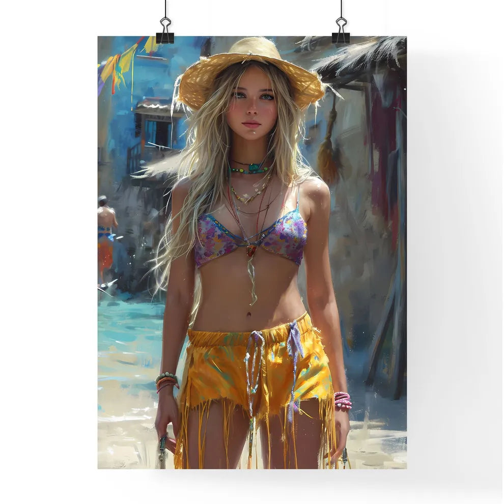 Cowgirl woman beautiful shorts Poster