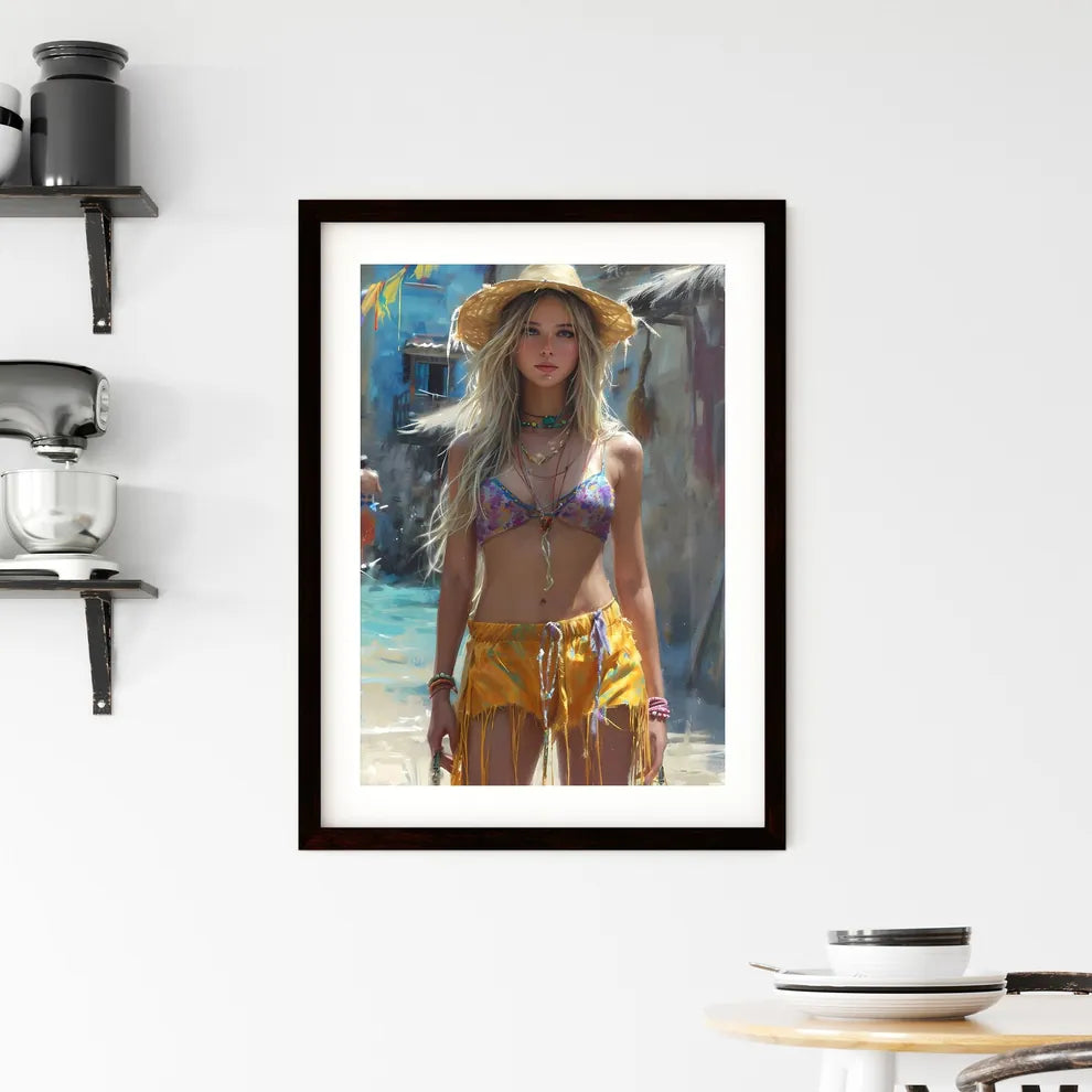 Cowgirl woman beautiful shorts Framed Print