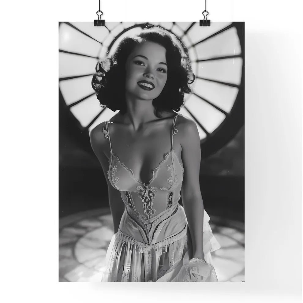 Beautiful woman smiling - Art print of a wom Poster