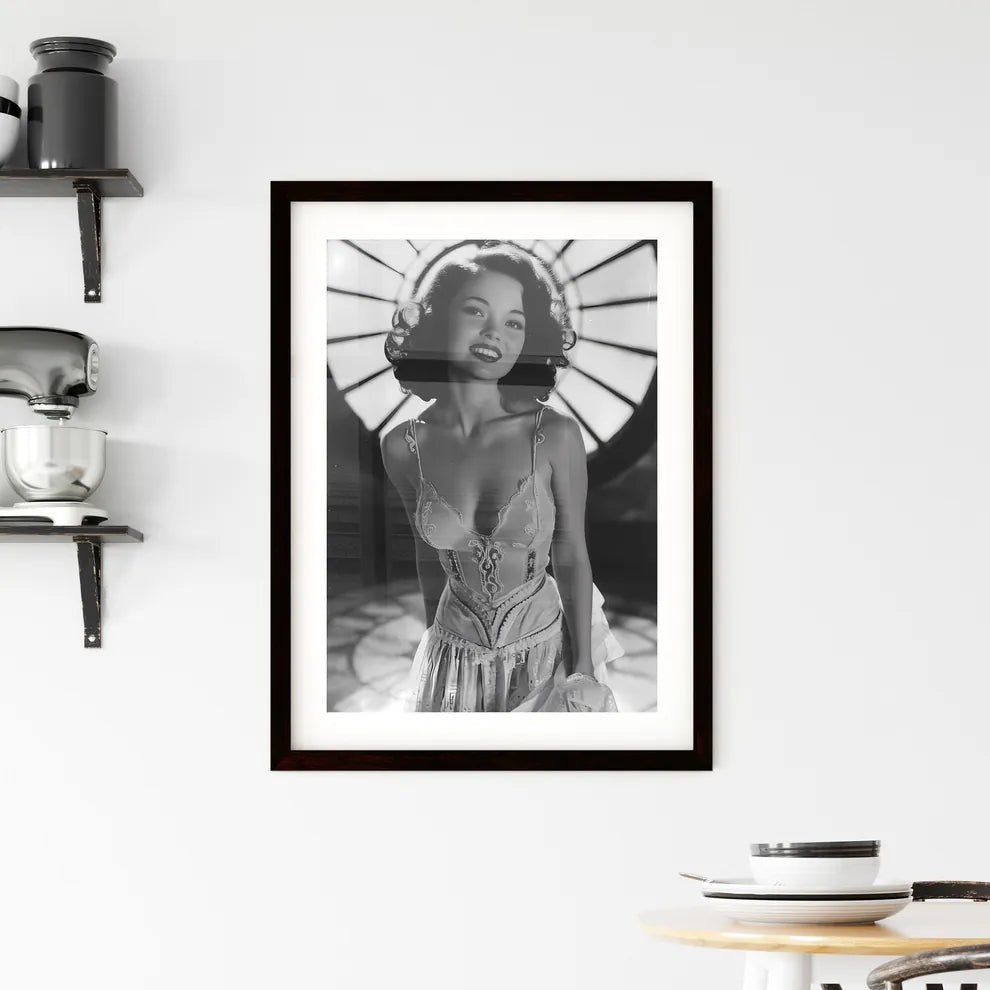 Beautiful woman smiling - Art print of a wom Framed Print