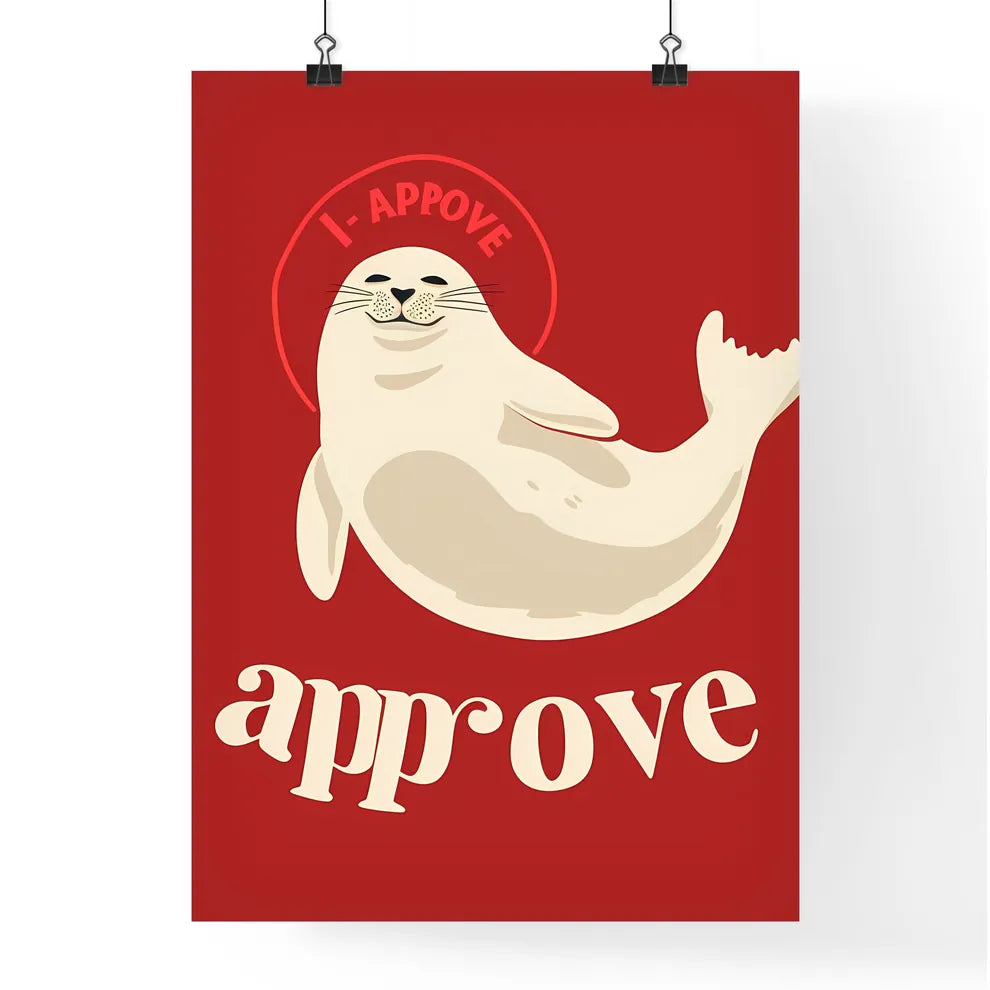 Cute seal with big letters i approve vector art  Poster