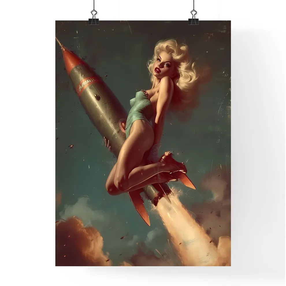 The head nurse sharply directed the nurses riding a rocket  Poster