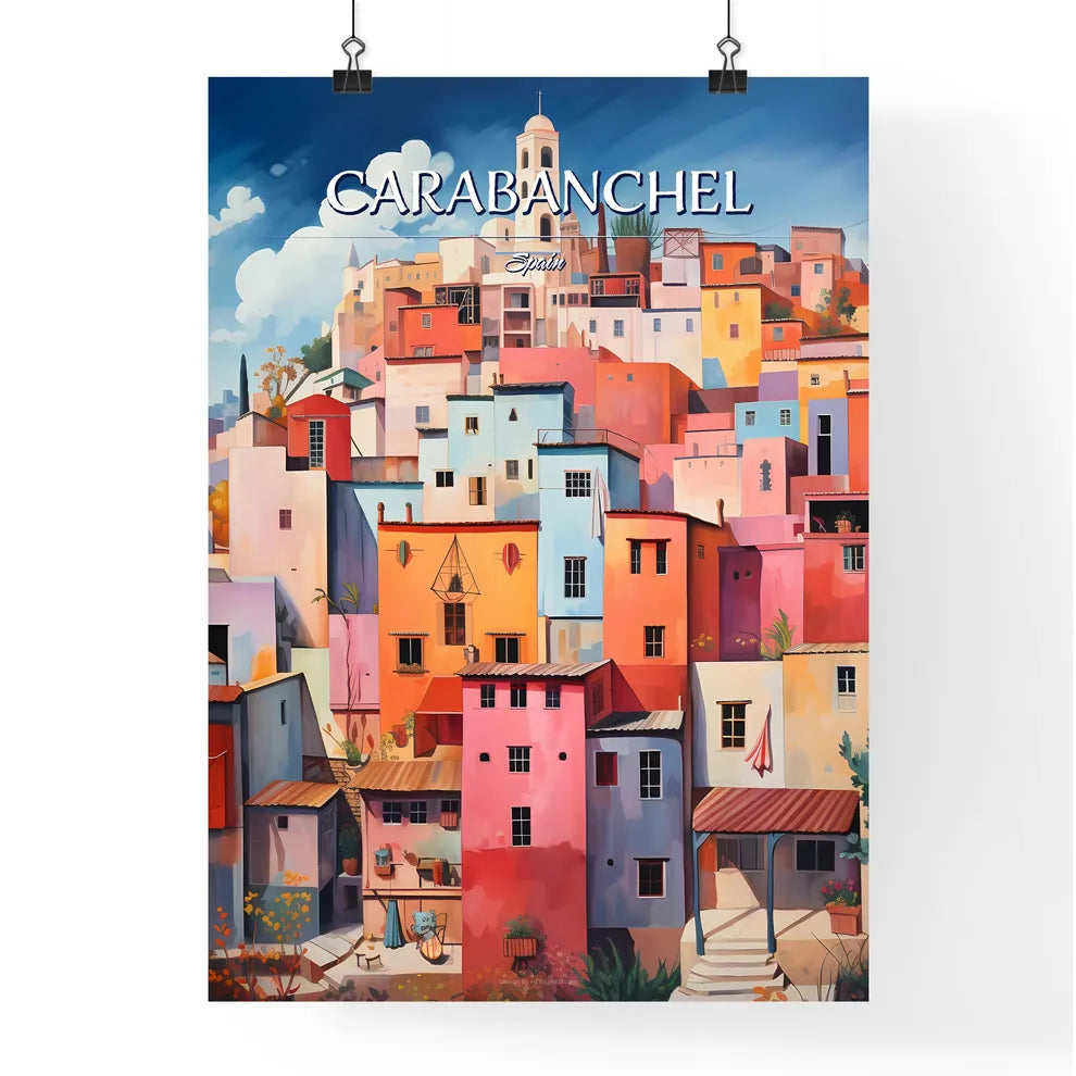 Carabanchel, Spain - Art print of a painting of a colorful city Poster
