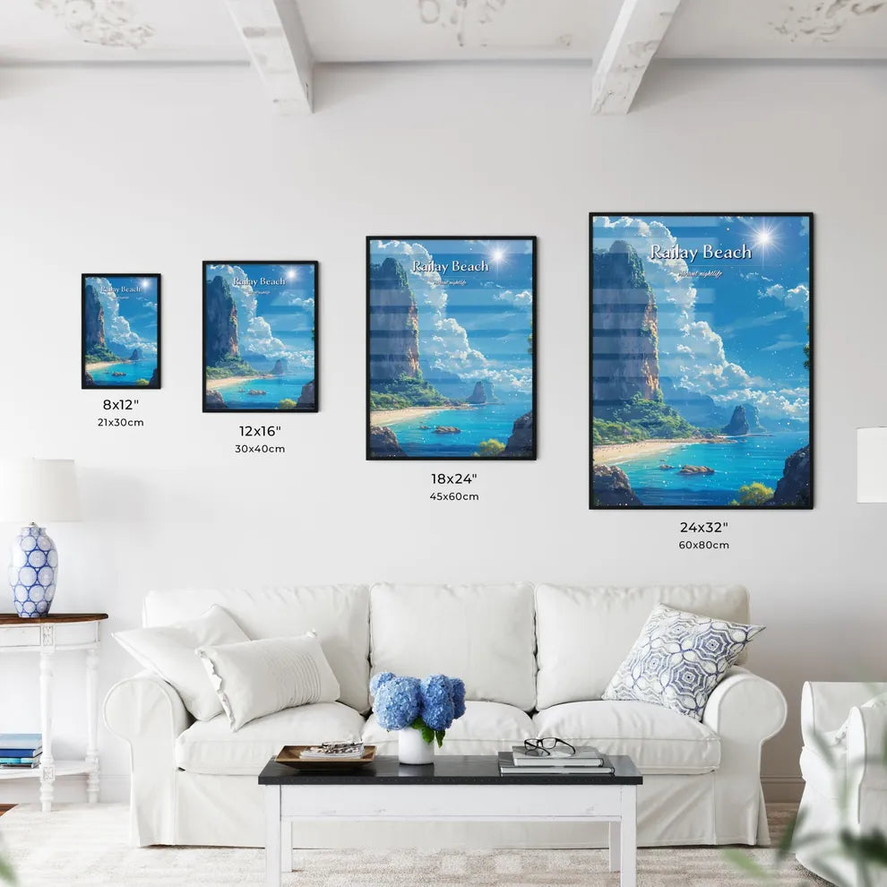 Railay Beach - Art print of a beach with - Kitchen Hangings