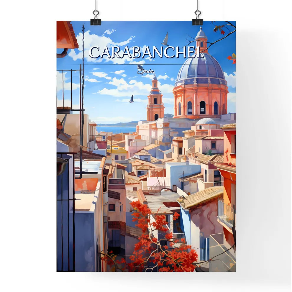 Carabanchel, Spain - Art print of a city with a dome and buildings Poster