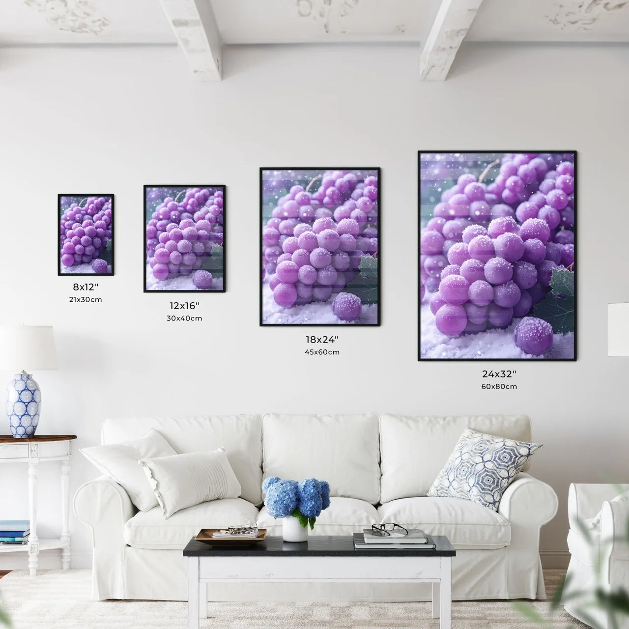 A bunch of purple grapes covered in snow - A - Kitchen Hangings