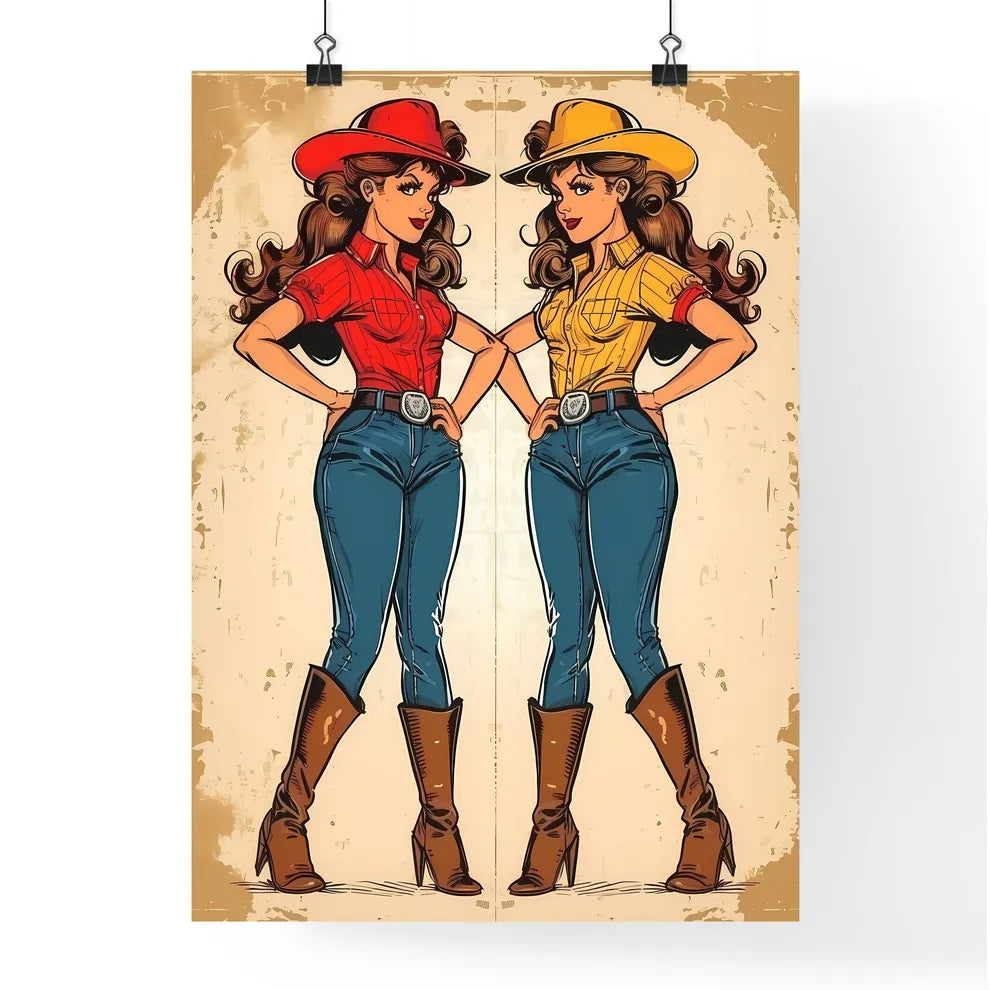 Cowgirl - Art print of a cartoon of Poster