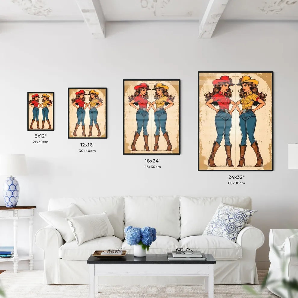 Cowgirl - Art print of a cartoon of - Kitchen Hangings