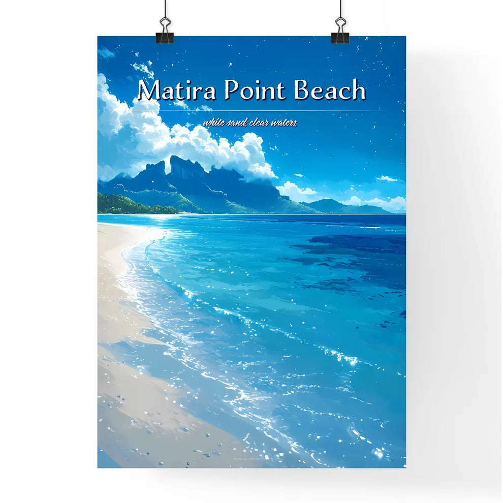 Matira Point Beach - Art print of a beach wi Poster