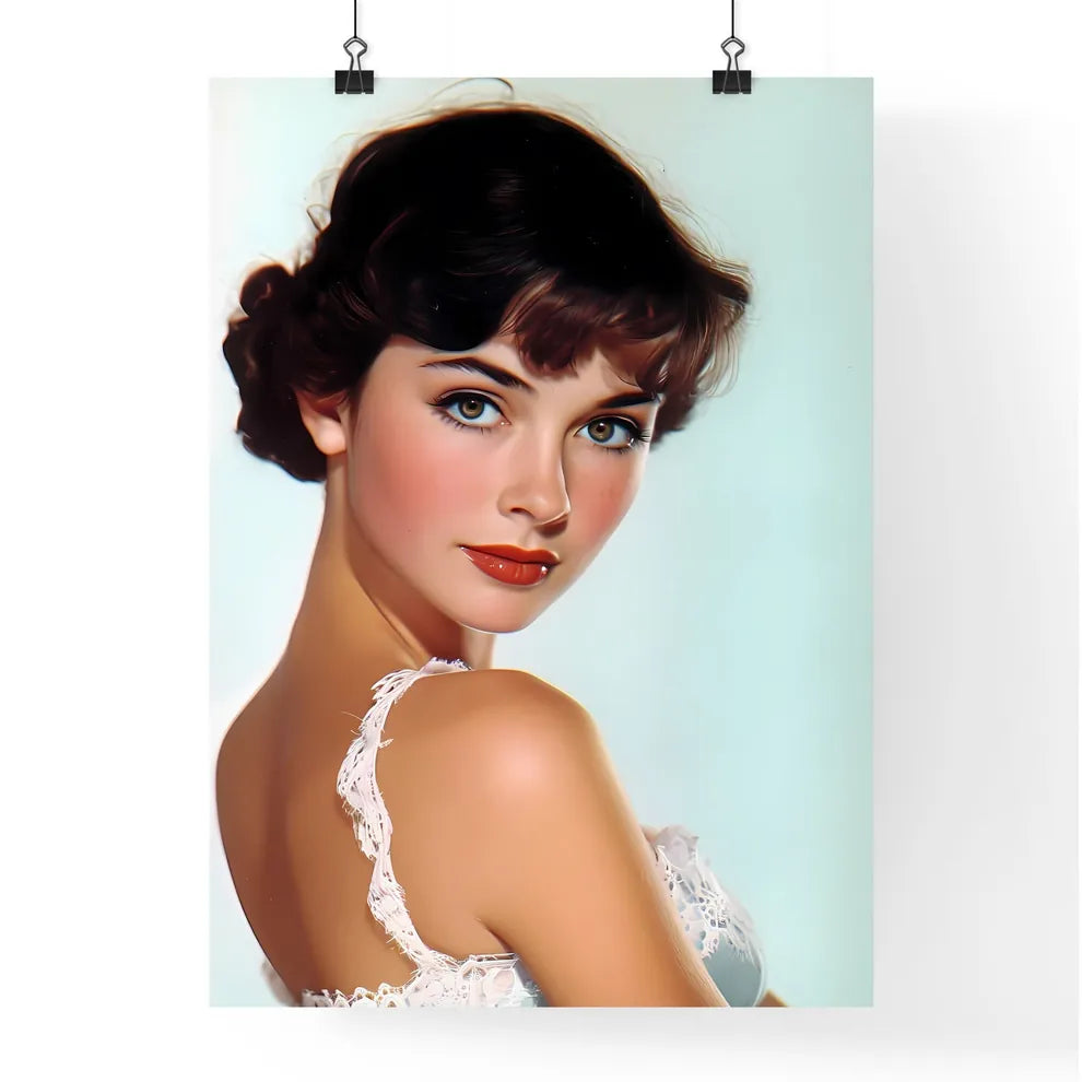 Fashion girl with white top and blue short r Poster