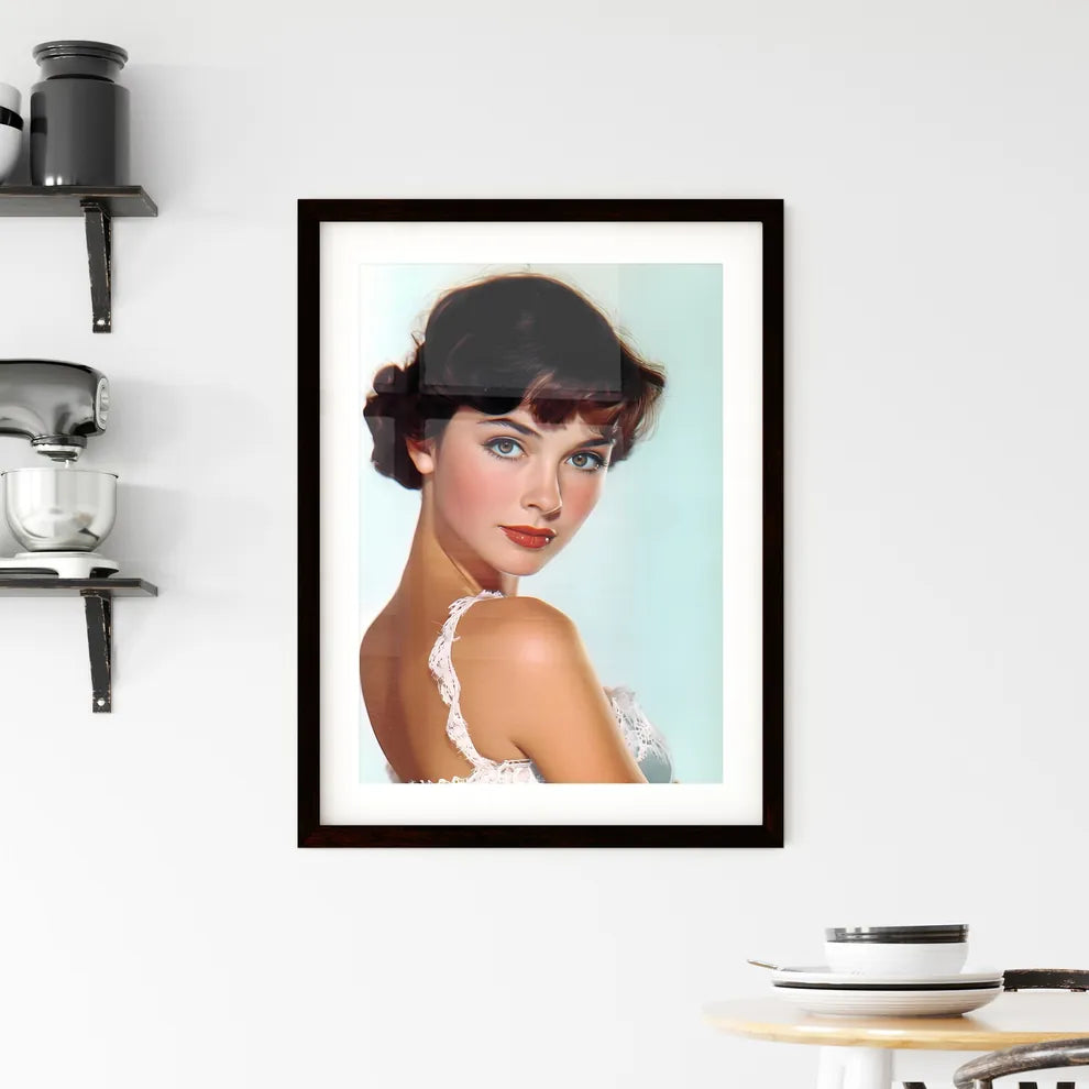 Fashion girl with white top and blue short r Framed Print