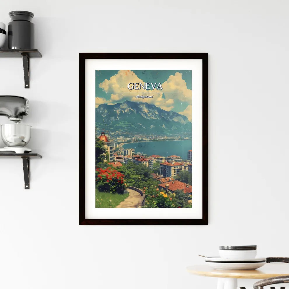 Geneva, Switzerland, - Art print of a city next to a body of water Custom Print