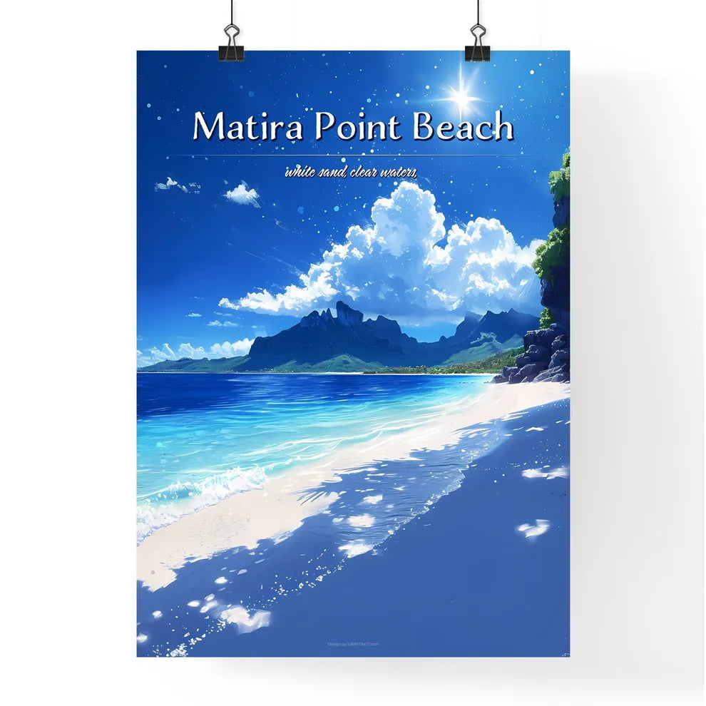Matira Point Beach - Art print of a beach wi Poster