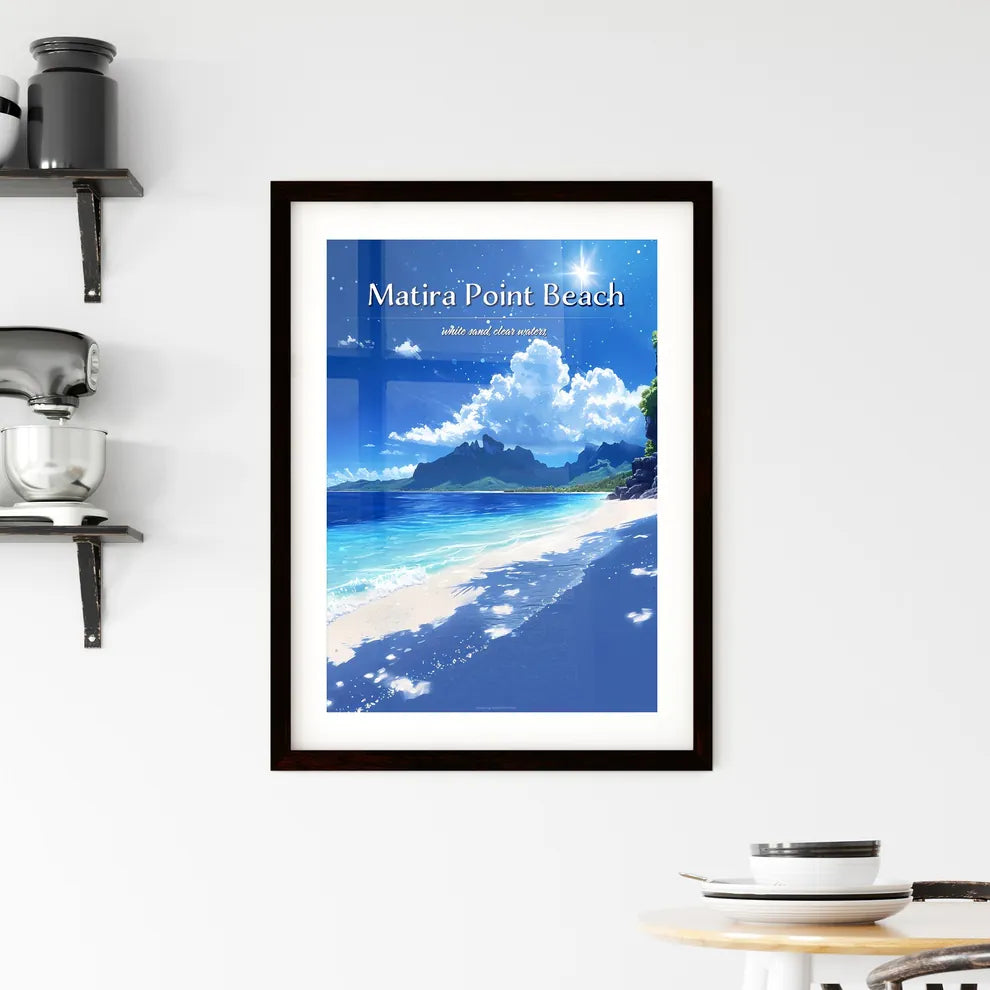 Matira Point Beach - Art print of a beach wi Framed Print
