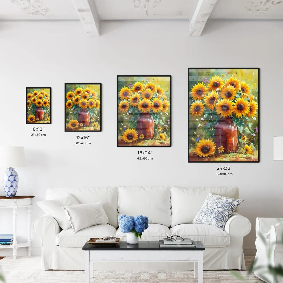 A vibrant bunch of sunflowers in a vintage j - Kitchen Hangings