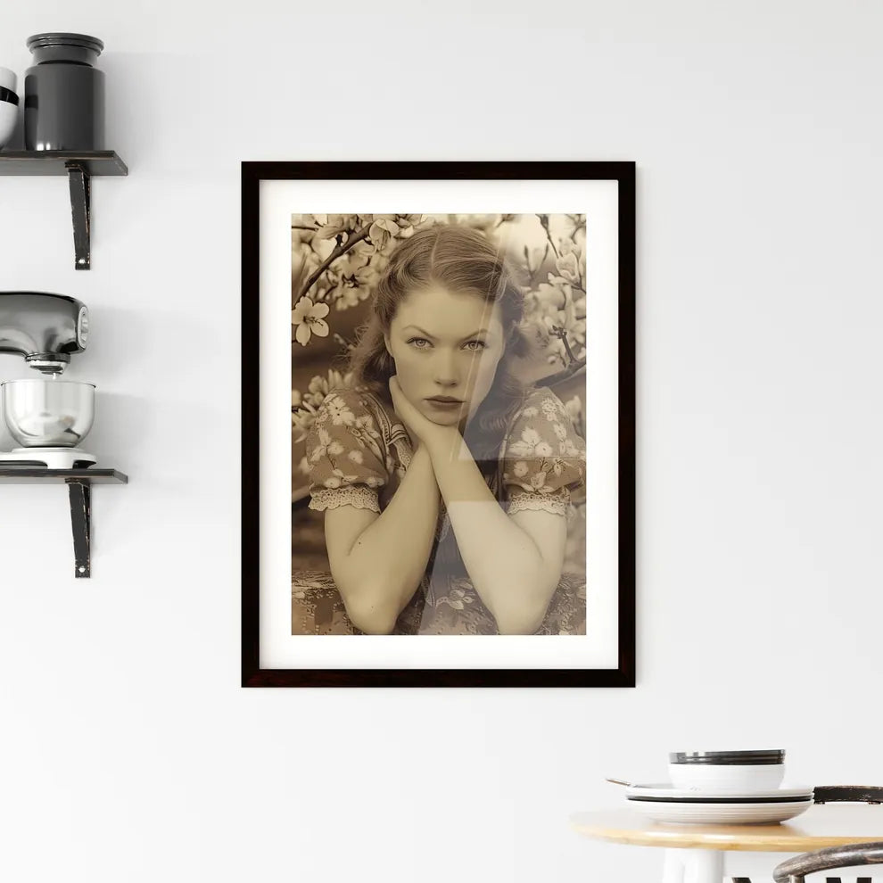 The vintage pin up girl leaning on a train - Framed Print