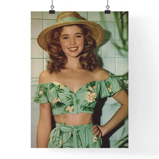 Beautiful woman smiling - Art print of a wom Poster