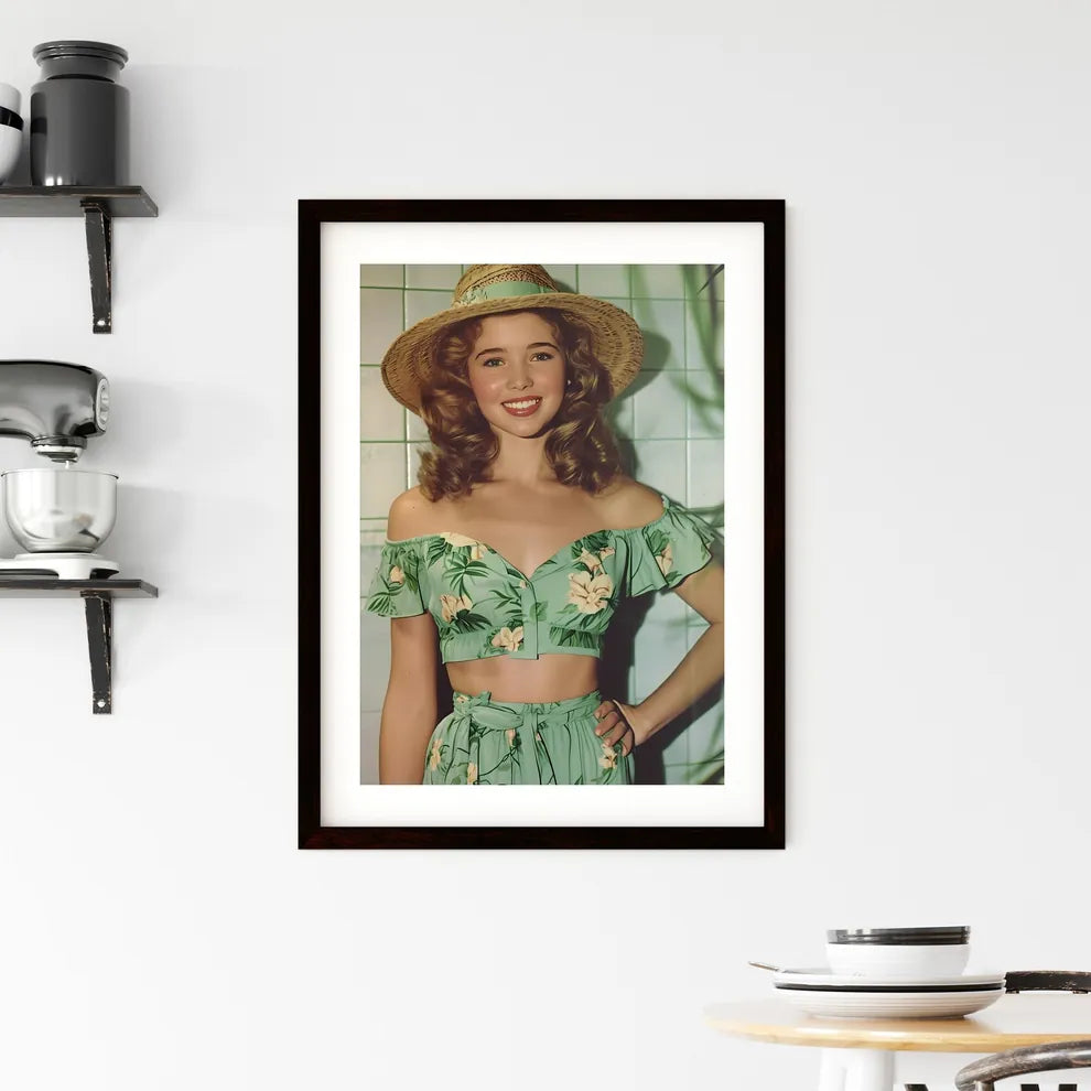 Beautiful woman smiling - Art print of a wom Framed Print