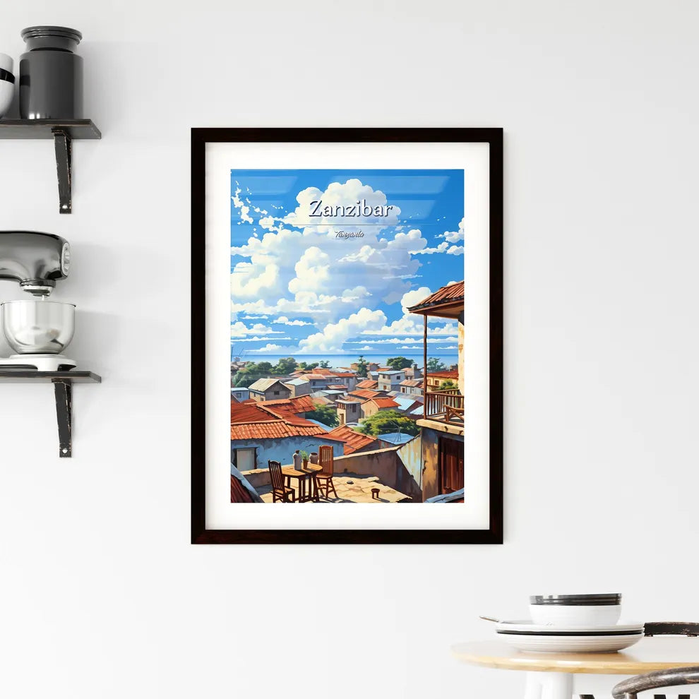 On the roofs of Zanzibar, Tanzania - Art print of a view of a town from above Custom Print