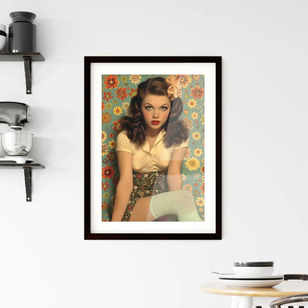 Poster of a pin up with white background - A Framed Print