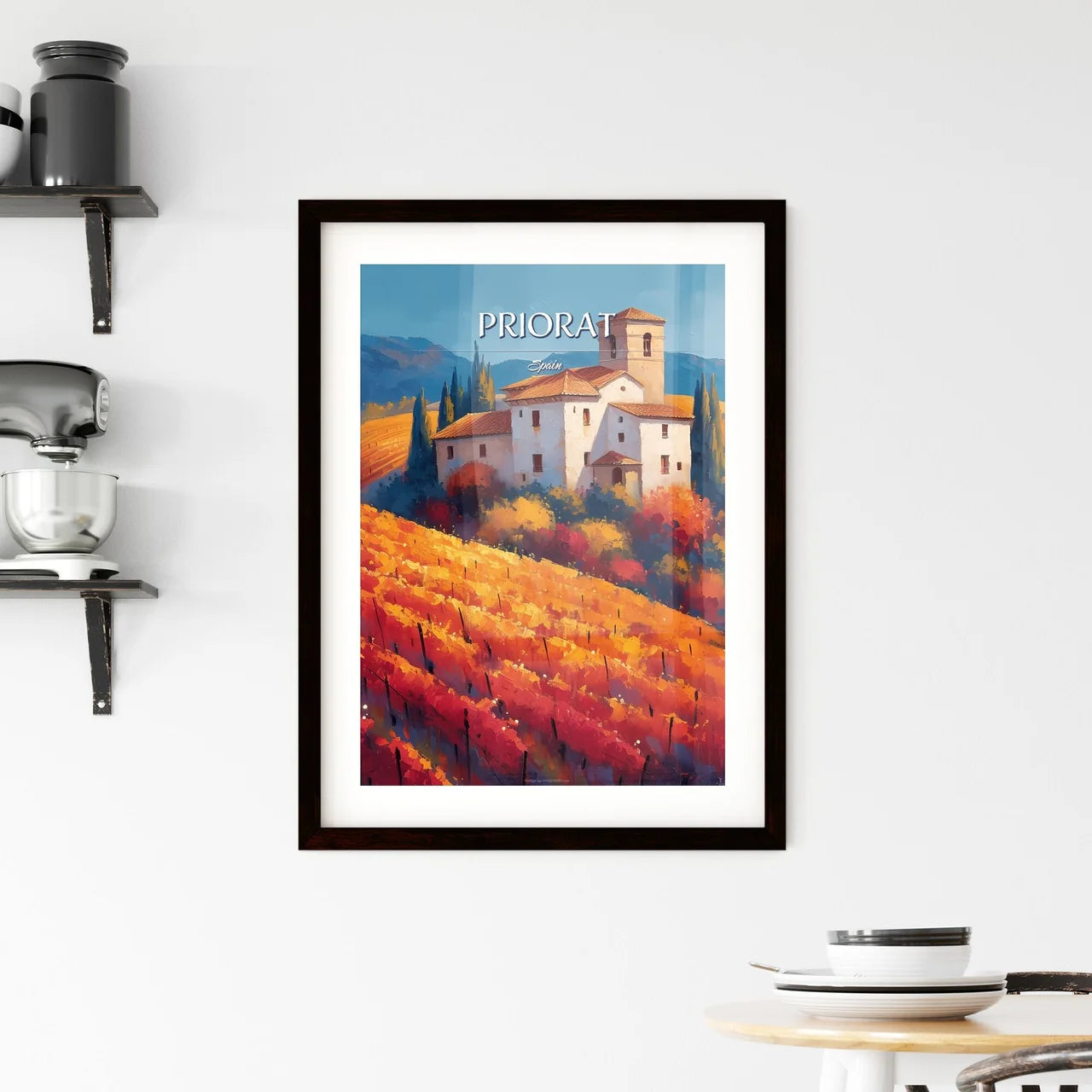 Priorat, Spain - Art print of a house in a vineyard Custom Print