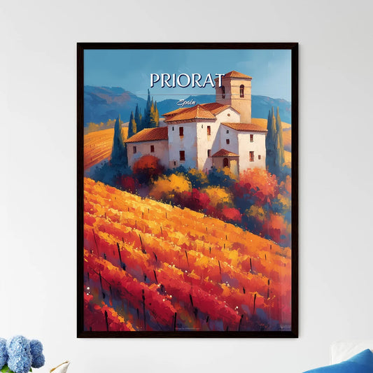 Priorat, Spain - Art print of a house in a vineyard Framed Art