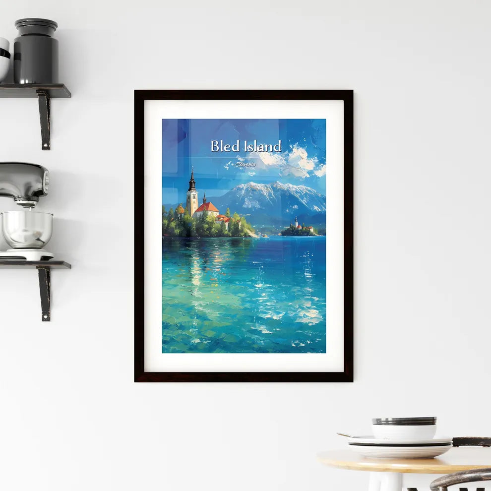 Bled Island, Slovenia - Art print of a building on an island in a body of water Custom Print