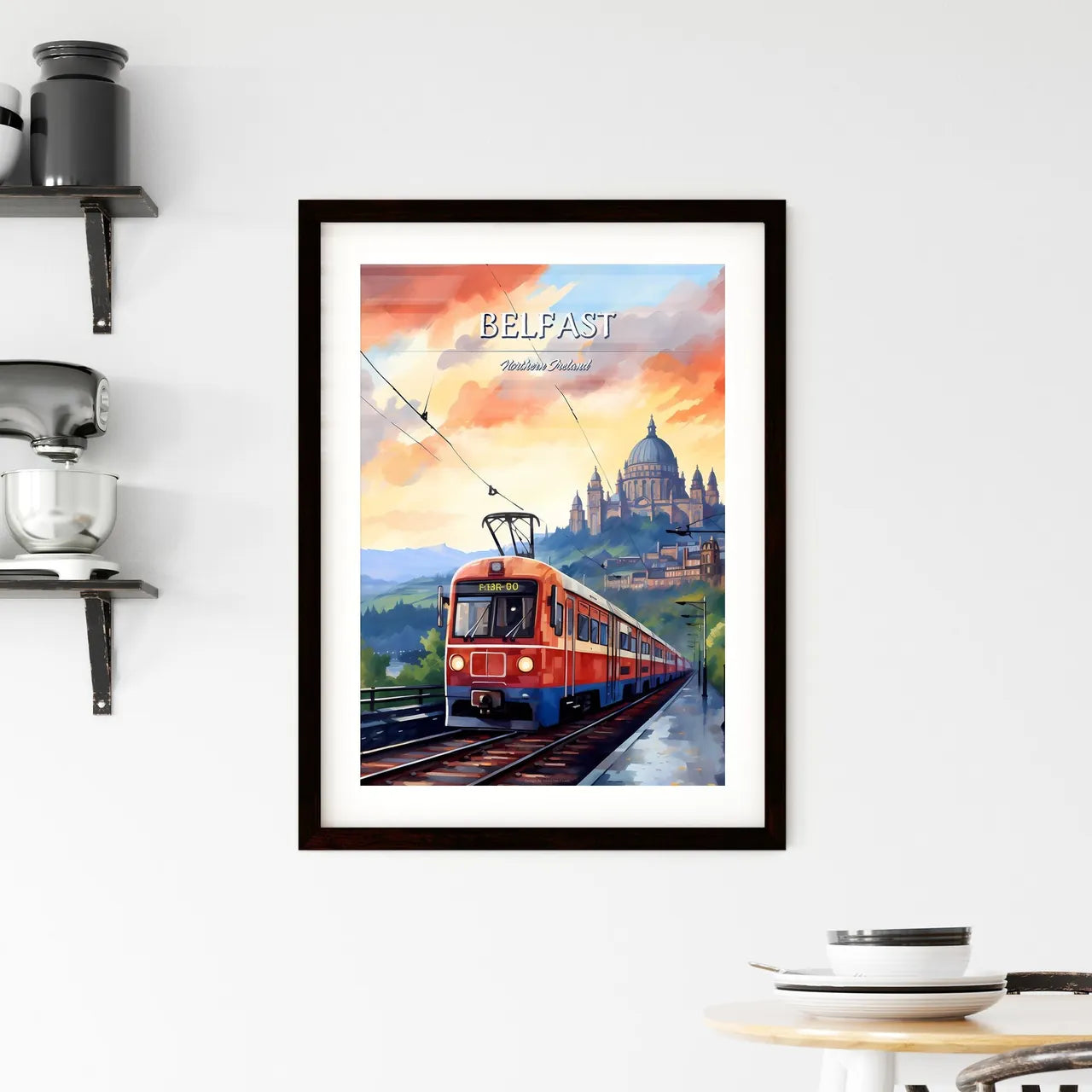 Belfast, Northern Ireland - Art print of a train on the tracks Custom Print