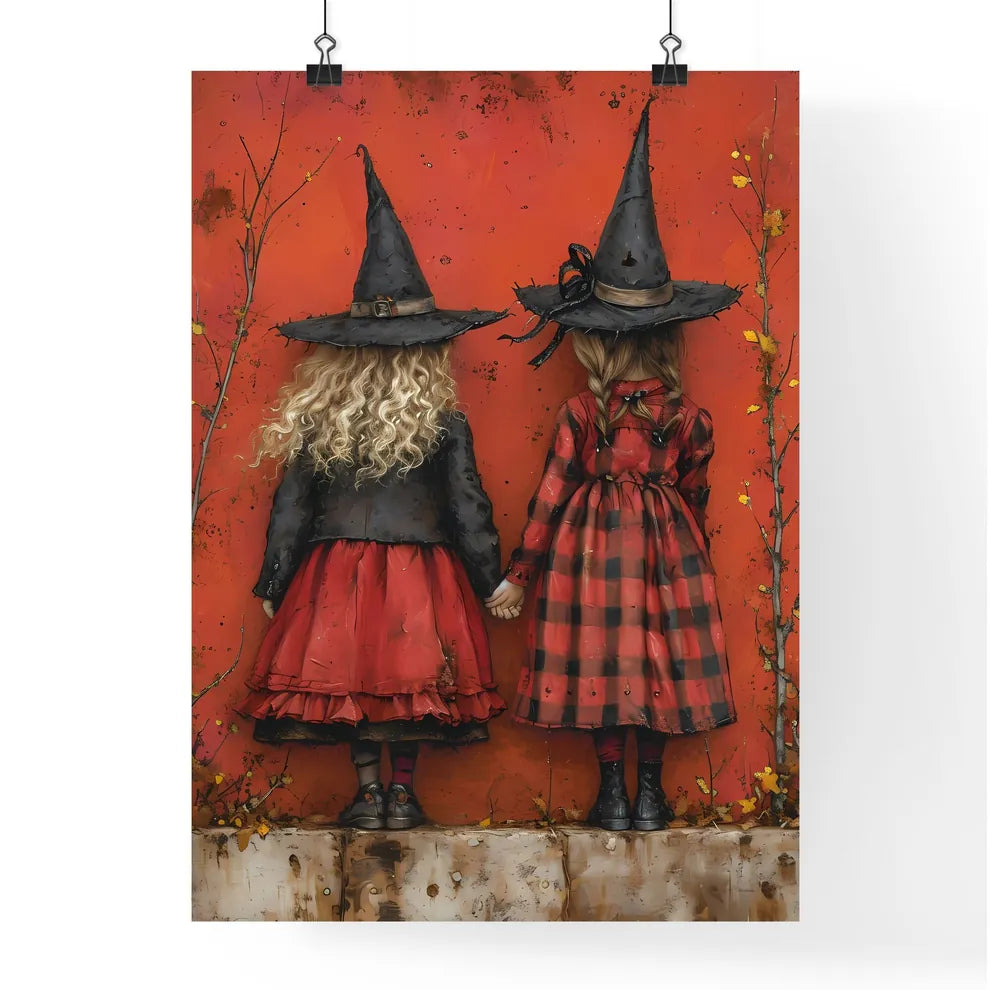 Kids wearing Halloween costumes - Art print  Poster