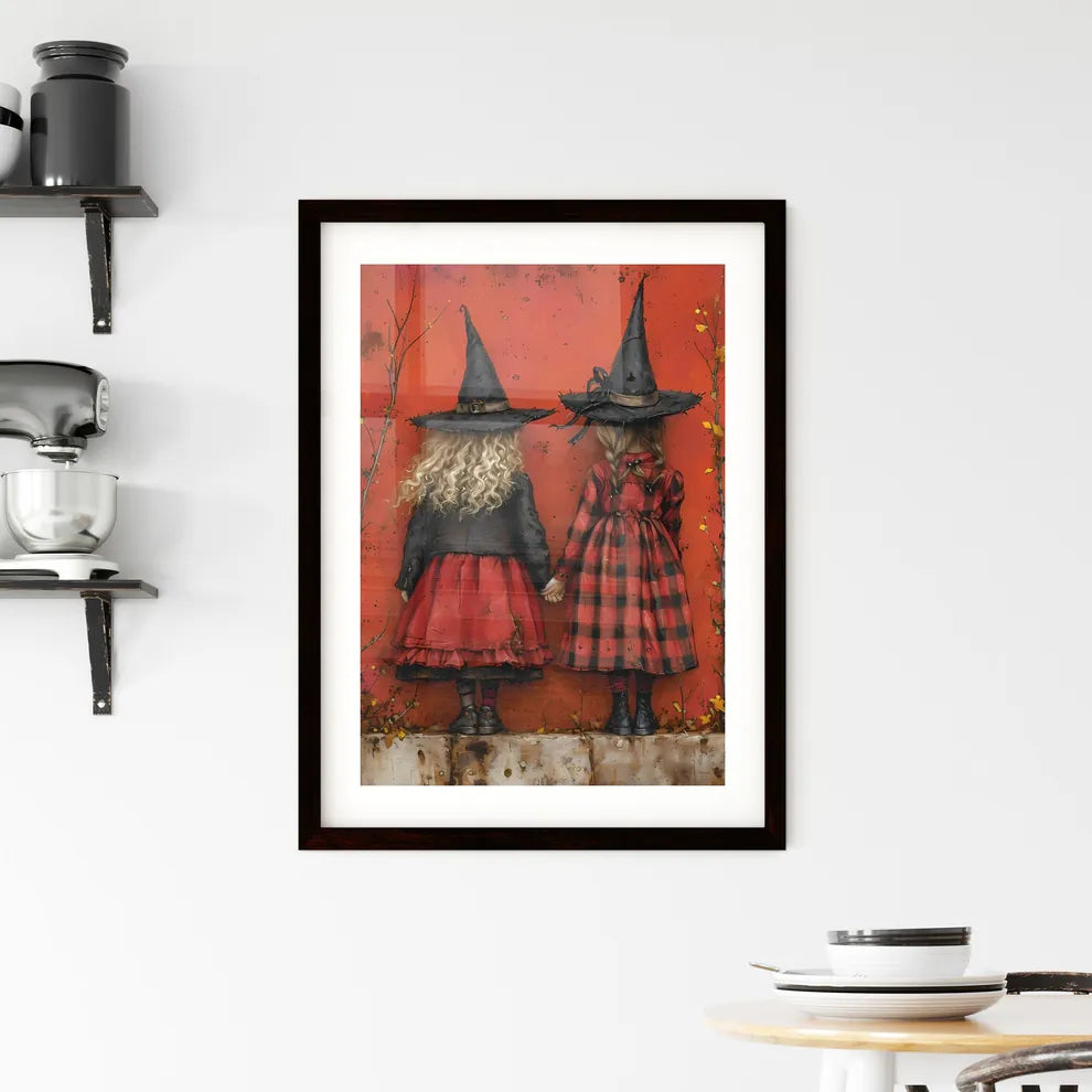 Kids wearing Halloween costumes - Art print  Framed Print