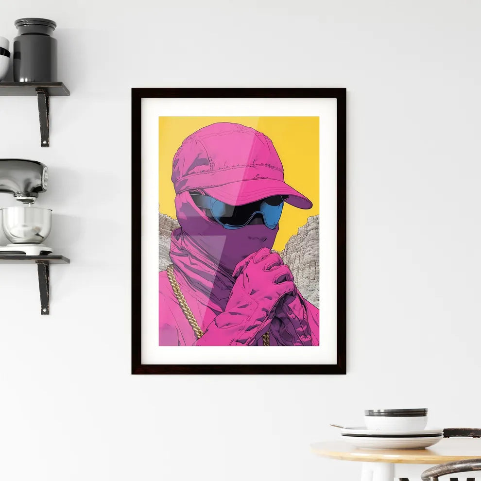 A TRENDY young person records voice - Art pr Framed Print