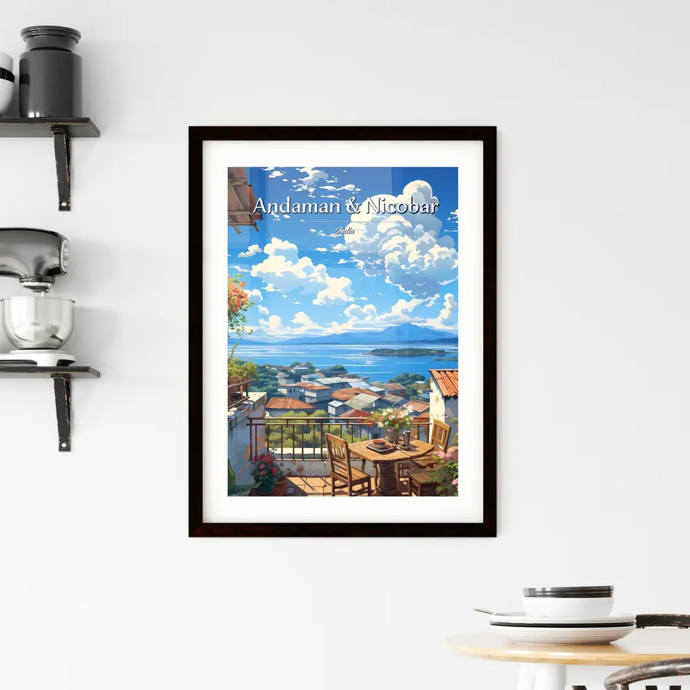 On the roofs of The Andaman & Nicobar Islands, India - Art print of a view of a town from a balcony Custom Print