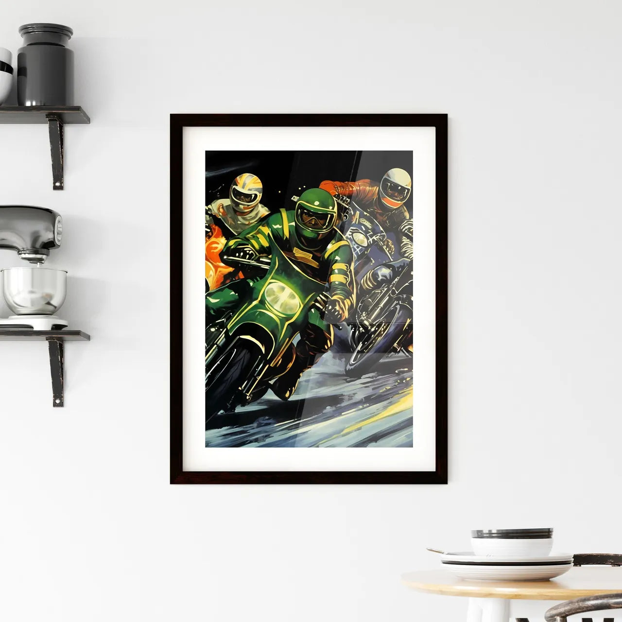 Vintage motorcycle racing poster - Art print Framed Print