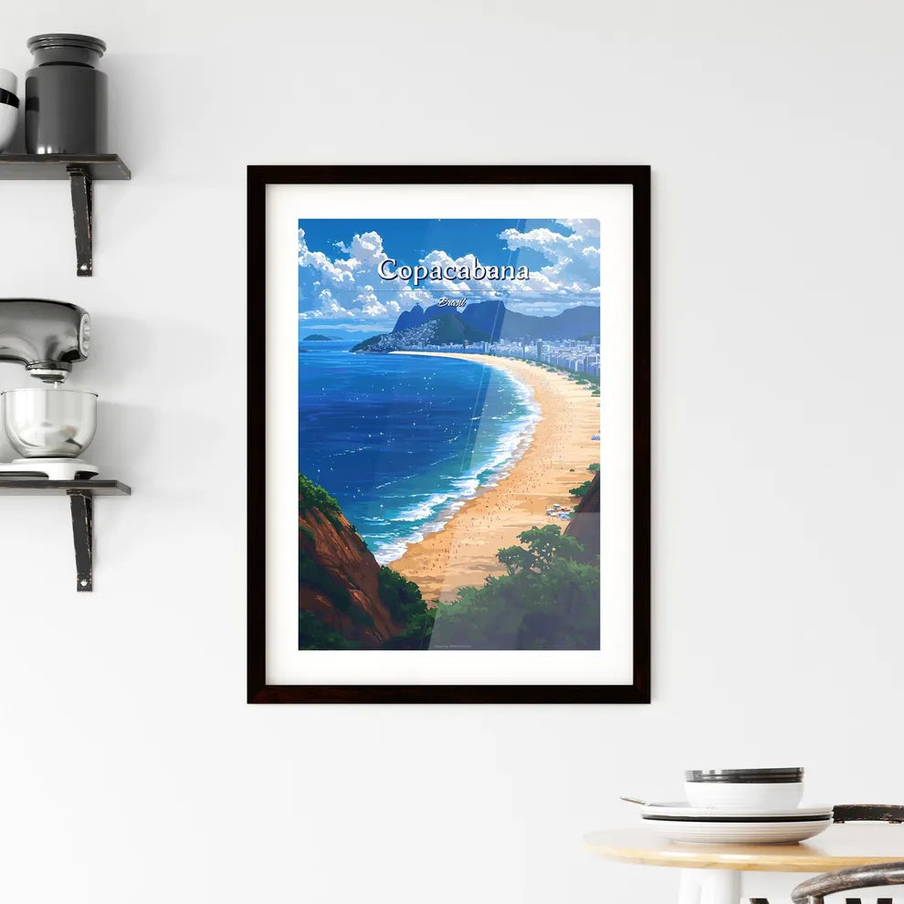 Copacabana Beach - Art print of a beach with Framed Print