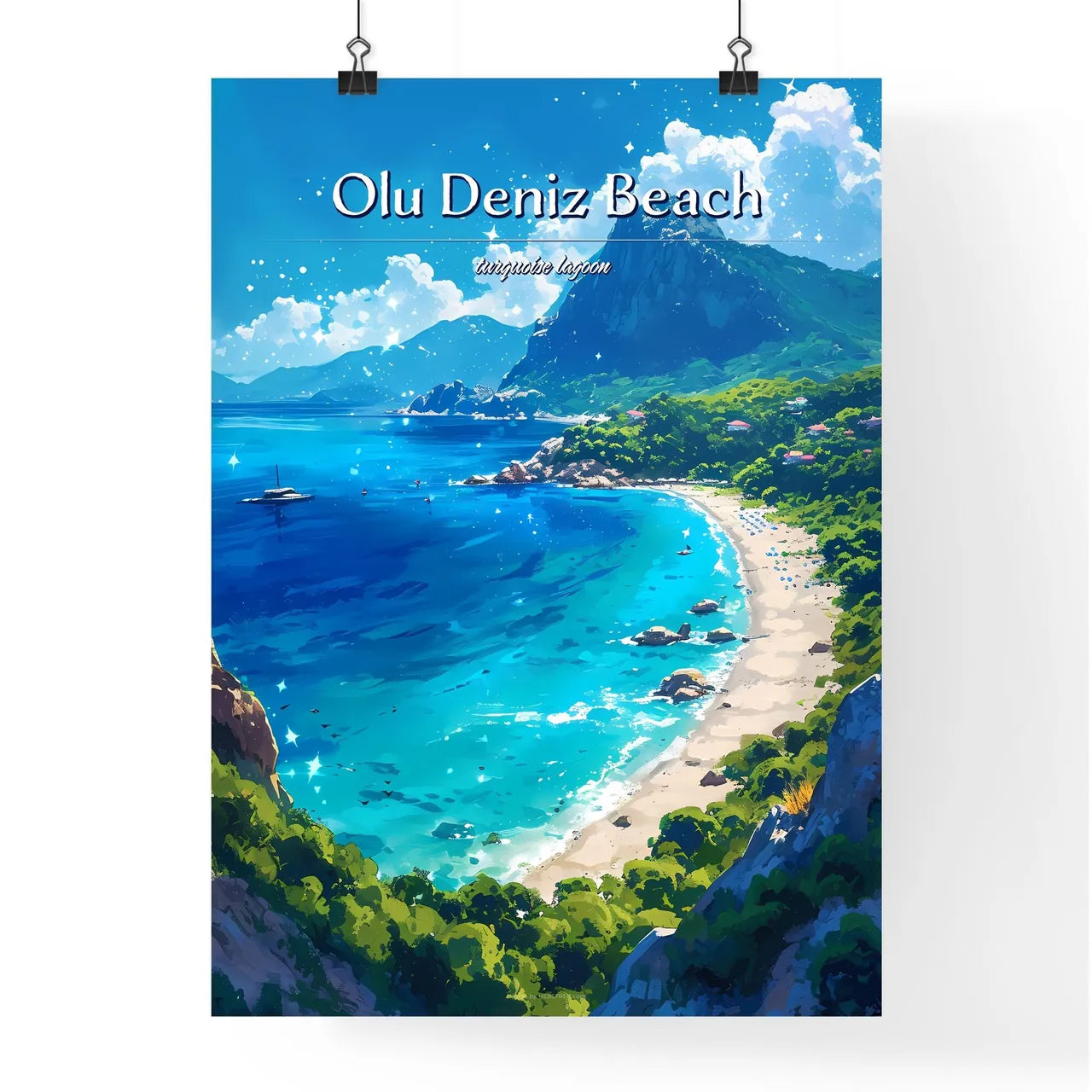 Olu Deniz Beach - Art print of a beach with Poster