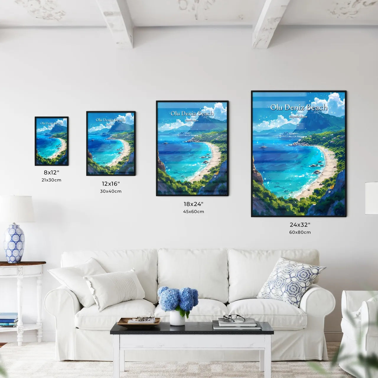 Olu Deniz Beach - Art print of a beach with - Kitchen Hangings
