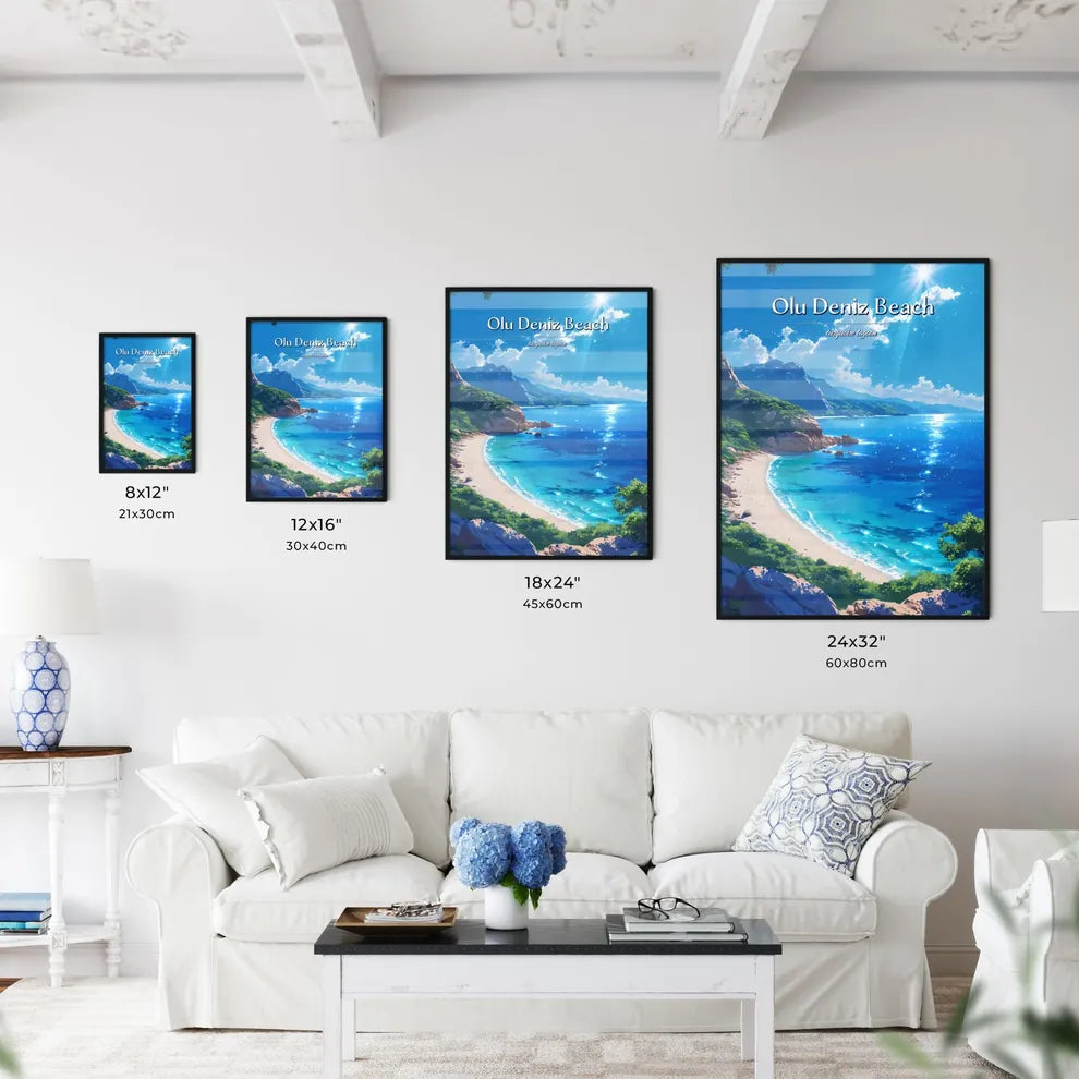 Olu Deniz Beach - Art print of a beach with - Kitchen Hangings